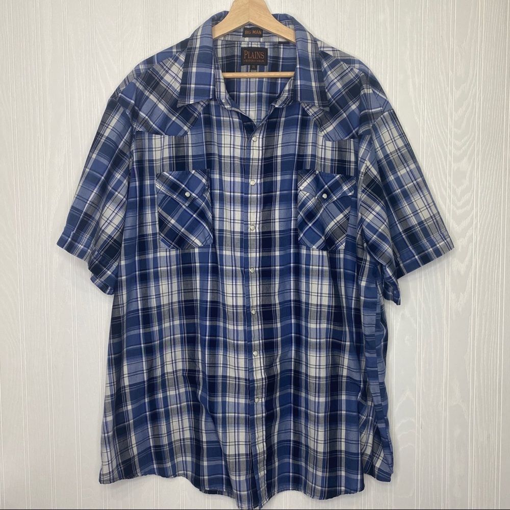 Plains Western Wear Big Man Short Sleeve Pearl Snap Shirt Size 3X